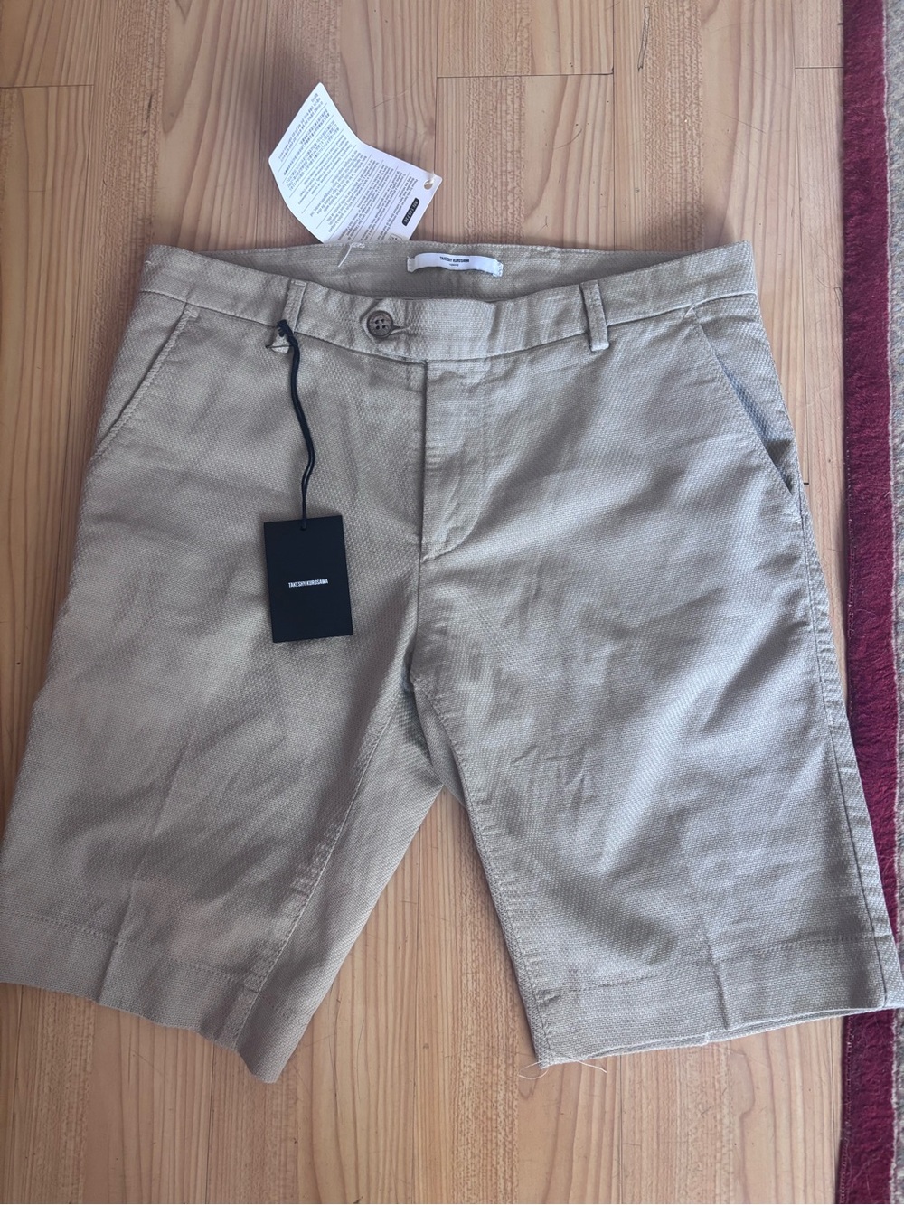 Takeshy Kurosawa Men's Taupe/beige Flat-Front Shorts-Made in Italy